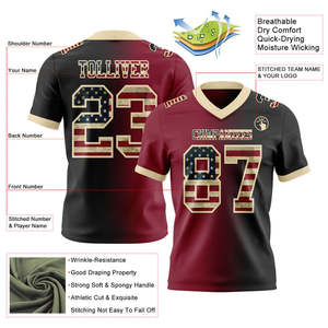 Camiseta de Fútbol Americano de Corte Ajustado para Adultos, Ligera, Transpirable, Antihumedad, Antibacteriana, 100% Poliéster - Product Image 6