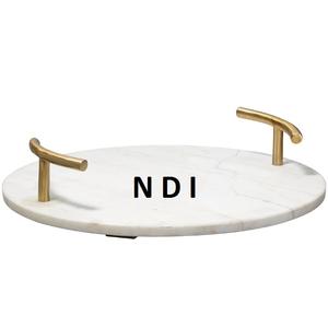 ถาดเสิร์ฟทรงกลมเคลือบนิกเกิลลายตอก พร้อมหูจับดีไซน์เก๋ สำหรับเสิร์ฟชา กาแฟ และน้ำ - Product Image 5