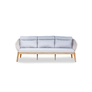 Sofá de Jardín Moderno de Tres Plazas con Estructura de Madera Tejida, Ecológico, Resistente a la Oxidación, con Asientos Acolchados para Patio de Villa - Product Image 2