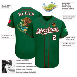 Jersey de béisbol personalizado Kelly verde blanco-rojo bandera mexicana auténtica moda - Product Image 3