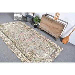 พรมทอสไตล์ตุรกี4.8วินเทจสีเบจและสีเขียวพรมขนสัตว์แบนพร้อมยางรองสำหรับตกแต่งห้องนั่งเล่น - Product Image 5