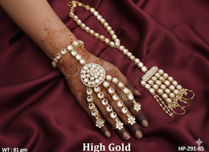 Haute or Antique Hath Panja pour femmes élégant bijoux de main de mariée traditionnel indien fête porter des accessoires - Product Image 3