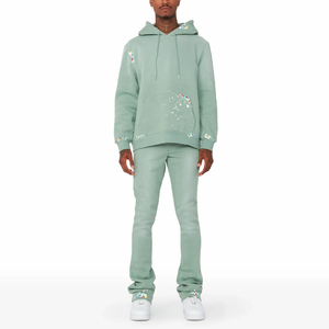 Trajes Deportivos Personalizados OEM para Hombre, con Capucha, Diseño Sólido, Estilo Urbano, Corte Holgado, Logotipo Personalizado Impreso, Ecológicos y Resistentes - Product Image 1