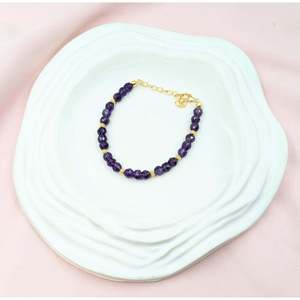 18K Gold Filled Amethyst <b>Bracelet</b> 925 Sterling Silver Jewelry with <b>Ball</b> Shape for Gift - Product Image 5