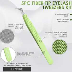 แหนบต่อขนตาคุณภาพสูงสุด ปี 2025 ผลิตจากสแตนเลสอย่างดี ป้องกันไฟฟ้าสถิต ปลายหยัก พร้อมปลายเส้นใย ปรับแต่งได้สำหรับต่อขนตา - Product Image 3