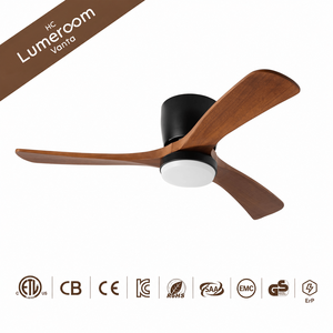 USA In Stock 52 Inch Quiet Ceiling Fan with LED Light and Remote, Solid Wood Flush Mount Modern Ceiling Fan - Product Image 6