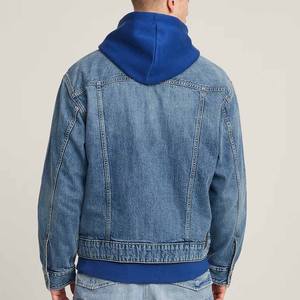 Veste en jean bleu foncé hommes fermeture à glissière col montant vêtements d'extérieur élégant Streetwear inspiré respirant sans couture décontracté avant - Product Image 6