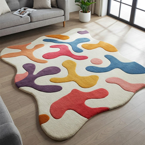 Tapis moderne en laine biologique personnalisé, tufté à la main, antidérapant, réversible, à poils hauts, lavable, pour le salon et la décoration de la maison. - Product Image 1
