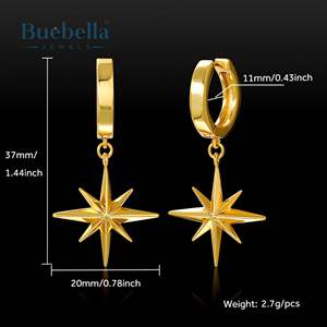 Pendientes de aro de Estrella del Norte chapados en oro de 18 quilates de Plata de Ley 925 hechos a mano para hombres joyería de hip hop - Product Image 4