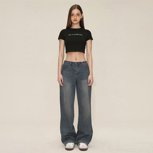 เสื้อยืดสีดำลำลองแขนสั้นสำหรับผู้หญิงเสื้อผ้าแฟชั่น - Product Image 3