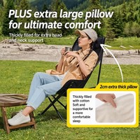 Chaise de camping pliante en aluminium, chaise lune rembourrée et épaissie, chaise inclinable portable d'extérieur pour la pêche, dossier haut, nouveau style