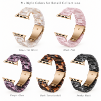 Bracelet de remplacement pour montre connectée en résine écaille de tortue et acier inoxydable, avec fermoir papillon réglable, pour la vente en gros et l'OEM