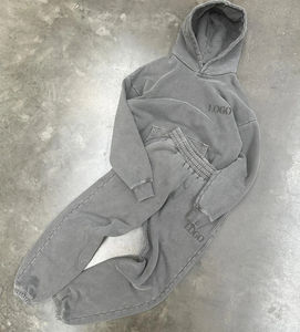 Conjunto Deportivo Vintage de Algodón Grueso y Pesado para Hombre, Sudadera con Capucha y Pantalones Deportivos Rectos con Lavado Ácido - Product Image 5