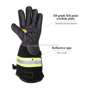 Long 40CM Factory-Supply Double gants de pompier en cuir de vachette Fonction anti-coupure Pompier et pompier Utilisation - Product Image 3