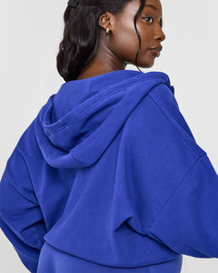 Sweat à capuche zippé pour femme, poids moyen, bleu spatial premium, anti-froissement et respirant, sweat à capuche vierge pour femme, sweat à capuche zippé pour la salle de sport - Product Image 6