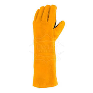Gants de sécurité respirants et durables, sans silicone, sans poudre, de couleur unie, avec protection de la paume en cuir, pour le soudage - Product Image 4