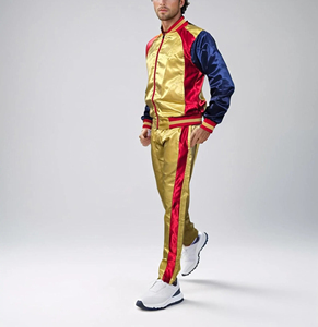 2025 artículo de tendencia superior nylon satén brillante 2 uds chándal para hombre sudadera con cremallera personalizada y pantalones de chándal hombre jogging conjunto de 2 piezas - Product Image 3