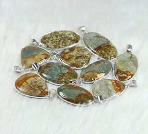 Colgante de piedras preciosas de jaspe con imagen americana natural, joyería semipreciosa con bisel de cabujón, colgantes y dijes de moda - Product Image 2
