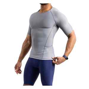 T-shirt de sport à manches longues pour homme avec logo personnalisé, à séchage rapide, compression, pour la course à pied, le jogging, couleur unie, vêtements de sport, printemps - Product Image 2