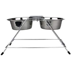 Alimentador de cuencos para mascotas de metal que ahorra espacio eficiente con marco compacto y Mango integrado para una fácil movilidad - Product Image 5