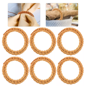 Ensemble de 6 ronds de serviette en rotin naturel bon marché pour vaisselle restaurant table boucle osier à main de haute qualité du Vietnam - Product Image 5