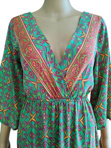 Vestido largo de seda tejida con estampado paisley indio, estilo bohemio natural, geométrico coreano Y2K, corte en A, talla única, para primavera y verano, sencillo, dulce y para uso diario. - Product Image 5