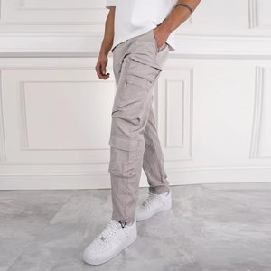 Pantalones Cargo Casuales de Moda Urbana para Hombre, Ecológicos, Transpirables, de Tela de Poliéster de Punto, Corte Holgado, Cierre con Cordón - Product Image 4