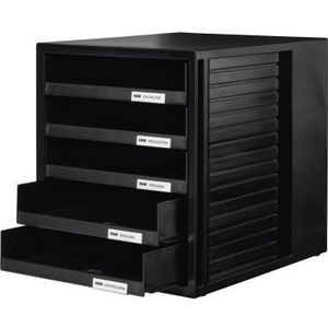HAN Black Cabinet Set with 5 <b>Drawers</b> DIN A4 Polystyrene Black Housing and <b>Drawer</b> Color <b>File</b> Cabinets - Product Image 1