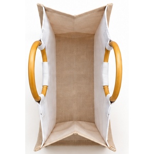 Sac en jute laminé naturel Juco avec soufflet, poignées en canne, 16x13x6 pouces, impression DTF, logo personnalisé, vente en gros, panier cadeau, sac fourre-tout - Product Image 3