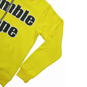 Sweat à capuche zippé 100% coton de haute qualité pour hommes jaune avec imprimé Hip Hop noir lavage à l'acide surdimensionné effet gonflé manteau à capuche d'hiver - Product Image 5