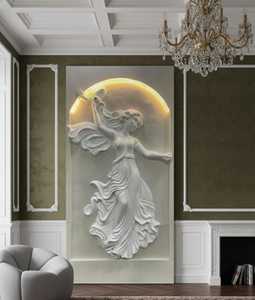 8x4 ft hiện đại Châu Âu Lady 3D cứu trợ bức tranh tường | Tích hợp dẫn ánh sáng tường nghệ thuật Bảng điều khiển | sang trọng độ trung thực cao tường điêu khắc - Product Image 4