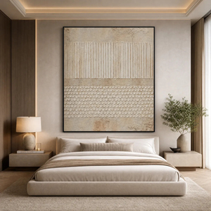 Textured Wabi Sabi Abstract Wall Art Beige Cream Tones Metal <b>Frame</b> <b>Canvas</b> Indoor Decor Contemporary Style - Product Image 3
