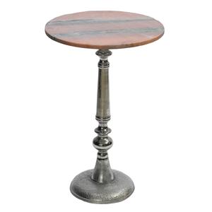 Table ronde en aluminium moderne de haute qualité avec dessus en marbre et fond Table basse ronde en métal fini nickel pour meubles de maison - Product Image 2
