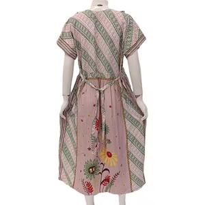 Women Square Collar <b>Thermal</b> Soft Breathable Summer Nightgown by Chrysanta Indonesian Batik Design - Product Image 4