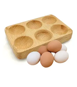手工制作的6个蛋托-木制蛋托可用于厨房冰箱、柜台商店和展示鸡蛋