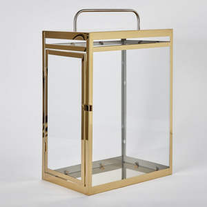 Portavelas de Metal dorado hecho a mano de lujo 2025, linterna multiusos para decoraciones navideñas - Product Image 5