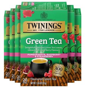 Twinings Green <b>Tea</b> with Pomegranate, Raspberry, & Strawberry Individually Wrapped Bags, 20 Count (Pack of 6) 120 Teabags - Product Image 4