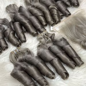 Paquetes rizados frontales de encaje rizado de Primavera de pelo virgen no Remy vietnamita crudo superventas al por mayor para hacer peluca - Product Image 4