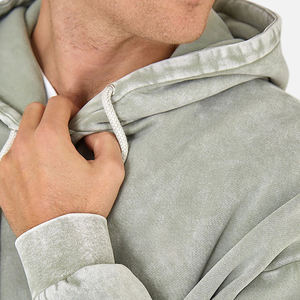 2024 nouveau personnalisé haute qualité Streetwear à capuche polaire blanc Vintage Double couche lavage à l'acide Vintage lavage à capuche pour décontracté - Product Image 5