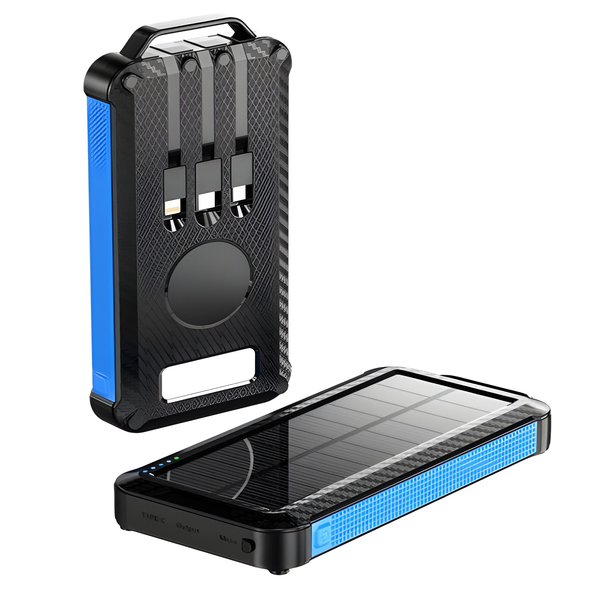 10000mAh Rugged Solar Power Bank With LED Camping Light