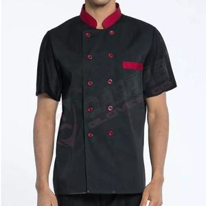 Abrigo de Chef de manga corta, chaquetas de Chef para cocina, repostería, camarero, catering, color rojo y negro - Product Image 3