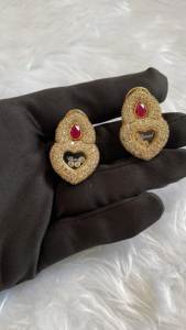 ต่างหูทองคำสีเหลือง14kt พร้อมเพชรธรรมชาติเครื่องประดับแฟชั่นดีไซน์ใหม่ลดราคา - Product Image 2