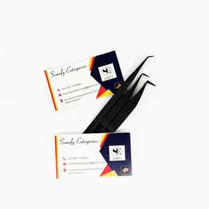 Pince à épiler professionnelle d'extension de cils en fibre d'acier inoxydable couleur noire mate produit de beauté durable - Product Image 3