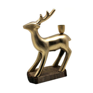 Reno de Metal clásico con Base de madera rectangular Aluminio y madera Latón decorativo de Navidad Acabado EPL para decoración del hogar - Product Image 4