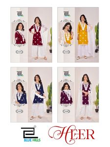 Kurtis Tradicional de Rayón Bordado con Estampado de Lámina de 14 kg para Mujer, Maruti Fashion MF1113, con Palazzo, Nazneen y Dupatta, Estilo Indio-Pakistaní - Product Image 6
