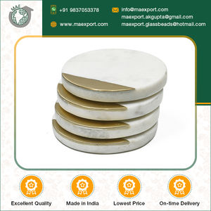 Spécialistes des sous-verres en marbre blanc haut de gamme 4x4 avec incrustation en laiton Le nouveau style pour un usage domestique élégant - Product Image 2