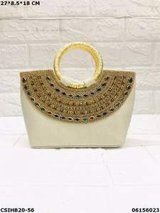 Radiant Reverie Craftstages International Handcrafted Stone Beaded Jute Clutch <b>Bag</b> Stylish Bridal Purse <b>for</b> <b>Weddings</b> Evening - Product Image 3