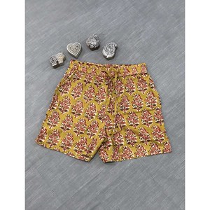 กางเกงขาสั้นผ้าฝ้ายพิมพ์ลายบล็อก 100% - ไซส์เล็ก เอวกลาง ระบายอากาศได้ดี พร้อมลวดลายตกแต่ง - Product Image 2