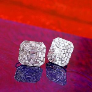 Stunning Baguette Cut Lab Grown Diamond Earring Moissanite Rose Gold Plated IGI Certified <b>Graduation</b> Wear American Diamond - Product Image 1