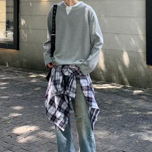 OEM Unisex Waffle Pullover camiseta de doble capa de manga larga con capucha personalizada de los hombres de alta calidad en blanco camiseta lisa - Product Image 4